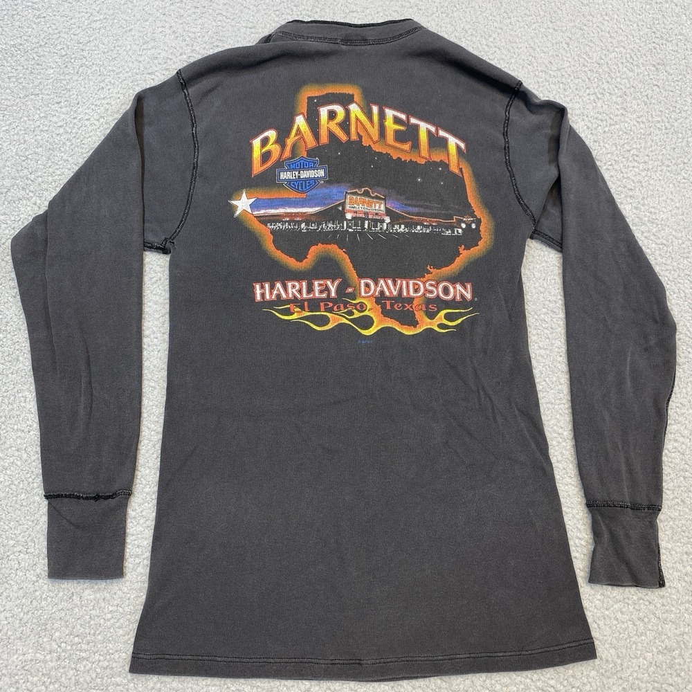 Harley Davidson Henley Shirt Men's Large Black Knit Logo El Paso  Vintage 95